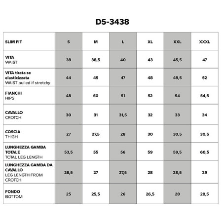 D5 3438 taglia