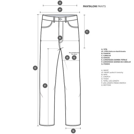 D5 taglie pantalone