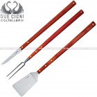 Set barbecue professionale manico Mogano Sapelli