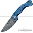 Coltello DESERT FOX Damasco - Light blue titanium chiudibile
