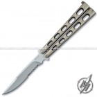 Coltello Butterfly balisong - Manico satinato forato